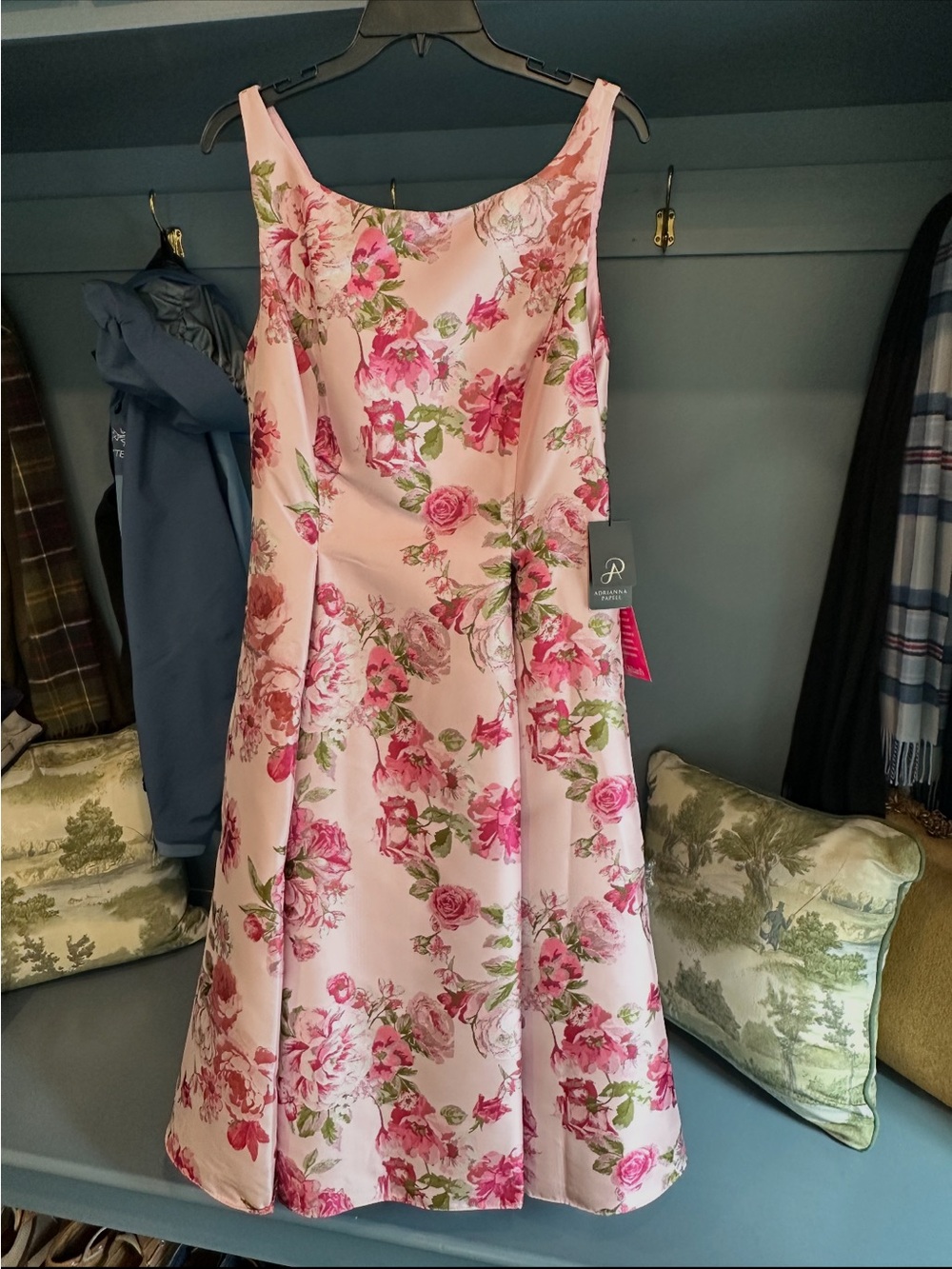 Adrianna Papell Pink Floral Fit-and-Flare Dress